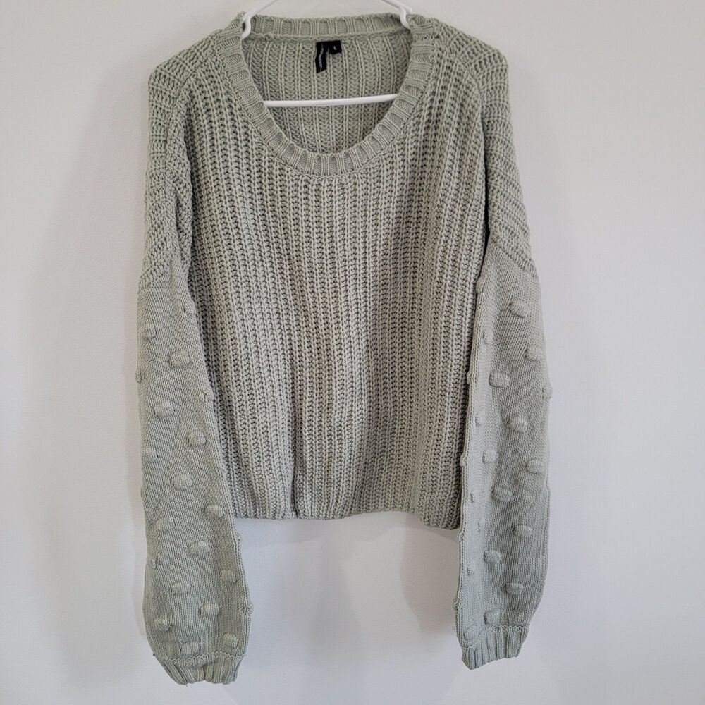 Moon And Madison Womens Sweater‎ Size Large Chunky Bobble Knit Green Cozy